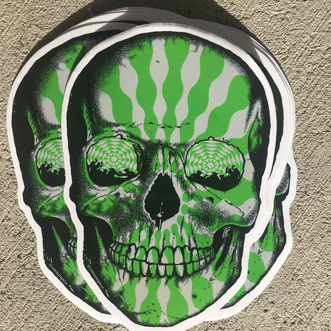 GREEN Psycho Skull Sticker